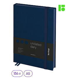 Ежедневник недатированный, А5, 136л., кожзам, Berlingo "Western", с резинкой, синий фото Ежедневник недатированный, А5, 136л., кожзам, Berlingo "Western", с резинкой, синий