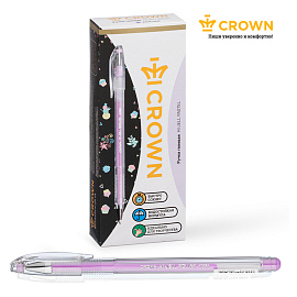 Ручка гелевая CROWN "Hi-Jell Pastel", ФИОЛЕТОВАЯ ПАСТЕЛЬ, 0,8 мм, линия письма 0,5 мм, HJR-500P