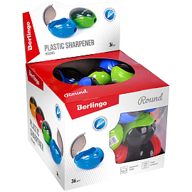 Точилка пластиковая Berlingo "Round" 1 отверстие, контейнер, ассорти, дисплей фото Точилка пластиковая Berlingo "Round" 1 отверстие, контейнер, ассорти, дисплей