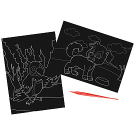 Гравюра Мульти-Пульти "Домашние любимцы: Попугай и собака", А5 фото Гравюра Мульти-Пульти "Домашние любимцы: Попугай и собака", А5