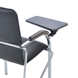 Стул Helmi HL-F05 "Самба СТ" со столиком, каркас металл хром, экокожа, черный, орех BOX1