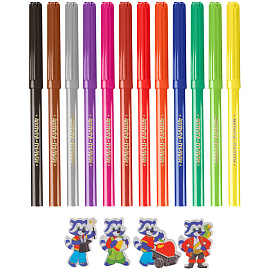 Фломастеры Мульти-Пульти "Енот во Франции", 12цв., смываемые, картон, европодвес фото Фломастеры Мульти-Пульти "Енот во Франции", 12цв., смываемые, картон, европодвес