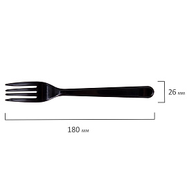 Вилка одноразовая пластиковая 180 мм, черная, КОМПЛЕКТ 50 шт., ЭТАЛОН, WELDAY (ВЭЛДЭЙ), 607838