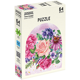 Пазл 64 эл. ТРИ СОВЫ "Цветочная композиция