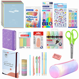 Набор канцелярии подарочный BRAUBERG "PASTEL", 18 наименований, 63 предмета, 880952