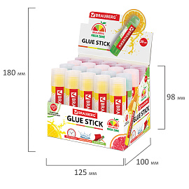 Клей-карандаш BRAUBERG "Fresh Zone", 15 г, 227971, PVP