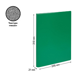 Папка с 60 вкладышами СТАММ А4, 21мм, 600мкм, пластик, зеленая фото Папка с 60 вкладышами СТАММ А4, 21мм, 600мкм, пластик, зеленая
