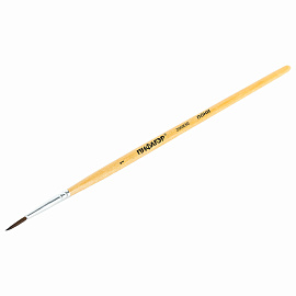 Кисть ПИФАГОР, ПОНИ, круглая, № 1, деревянная лакированная ручка, с колпачком, 200830 фото Кисть ПИФАГОР, ПОНИ, круглая, № 1, деревянная лакированная ручка, с колпачком, 200830