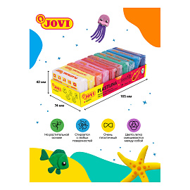 Пластилин растительный JOVI, 10 цветов ассорти, 50г, дисплей, картон