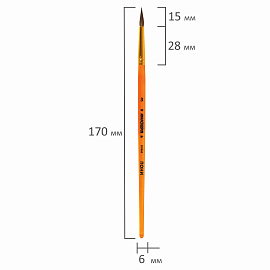 Кисть ПОНИ, круглая, № 3, цветная ручка, ЮНЛАНДИЯ, 201062