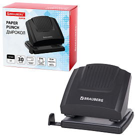 Дырокол BRAUBERG "SUPER", до 30 листов, черный, 272744 фото Дырокол BRAUBERG "SUPER", до 30 листов, черный, 272744