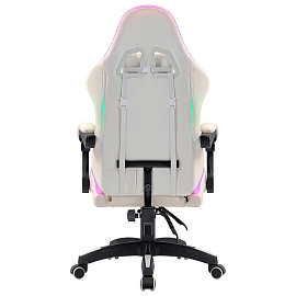 Кресло компьютерное DEFENDER "Energy", 2 подушки, RGB-подсветка, экокожа, белое, 64557
