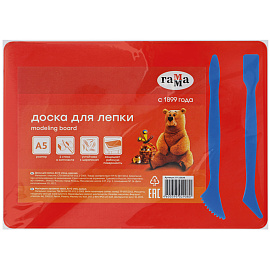 Доска для лепки Гамма, А5+2 стека, пластик, красный фото Доска для лепки Гамма, А5+2 стека, пластик, красный