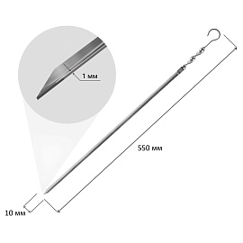 Шампур угловой, размер 550х10х1 мм, нержавеющая сталь, 701734 фото Шампур угловой, размер 550х10х1 мм, нержавеющая сталь, 701734