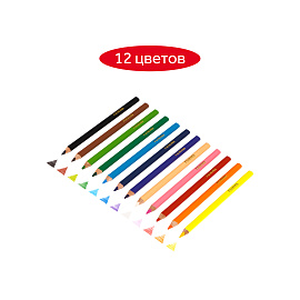 Карандаши цветные Гамма "Мультики", 12цв., с точилкой, утолщенные, заточен., картон, европодвес