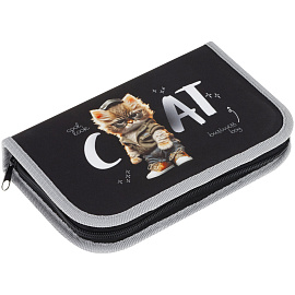 Пенал 1 отделение, 200*130 ArtSpace "Cat", две откидные секции, ткань