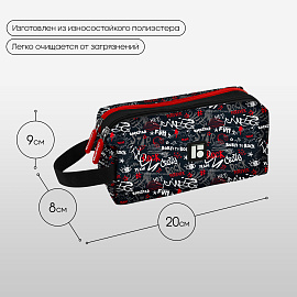 Пенал 2 отделения, 200*80*90 Berlingo "Rockstar", полиэстер