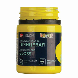 Краска акриловая глянцевая "Декола", банка 50 мл, желтая светлая, Невская Палитра, 2928213