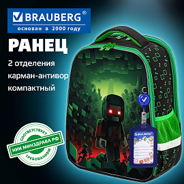 Ранец BRAUBERG FIT, 2 отделения, "Night warrior", 38х27х14 см, 272023