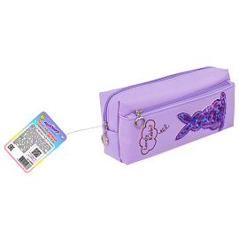 Пенал мягкий ЮНЛАНДИЯ, 2 отделения, полиэстер, "Bunny", фиолетовый, 20х7х9 см, 228989