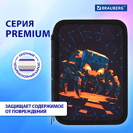 Пенал BRAUBERG, 2 отделения, полиэстер, 21х14 см, "Fire spider", 273537