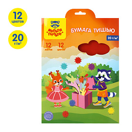 Бумага тишью Мульти-Пульти, А4, 12л., 12цв., 20г/м2, "Приключения Енота фото Бумага тишью Мульти-Пульти, А4, 12л., 12цв., 20г/м2, "Приключения Енота