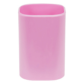 Подставка-стакан СТАММ "Фаворит", пластиковая, квадратная, розовая фото Подставка-стакан СТАММ "Фаворит", пластиковая, квадратная, розовая