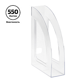 Лоток для бумаг вертикальный СТАММ "Респект", прозрачный, ширина 70мм фото Лоток для бумаг вертикальный СТАММ "Респект", прозрачный, ширина 70мм