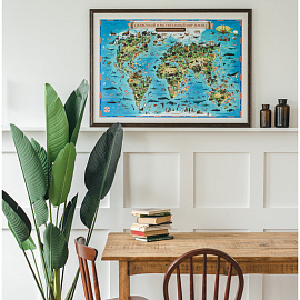 Карта мира для детей "Животный и растительный мир Земли" Globen, 1010*690мм, интерактивная, с ламинацией