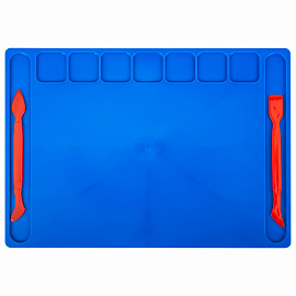 Доска для лепки А4, 280х200 мм, ЮНЛАНДИЯ, синяя, 7 отделений для пластилина, 2 стека, 227399