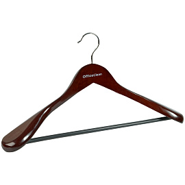 Вешалка-плечики OfficeClean, деревянная, анатомическая, антискользящаяя перекладина, 45см, цвет вишня