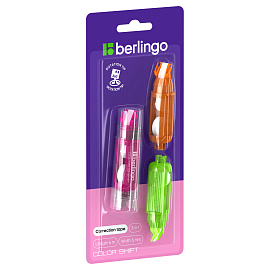 Корректирующая лента Berlingo "Color Shift" + 2 сменных картриджа в комплекте, 5мм*6м, блистер с европодвесом