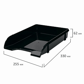 Лоток горизонтальный для бумаг BRAUBERG "Classic", 330х255х62 мм, черный, 237285