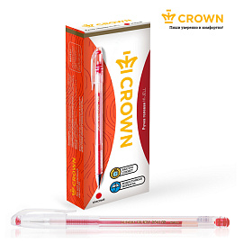 Ручка гелевая Crown "Hi-Jell" красная 0,5мм, штрих-код