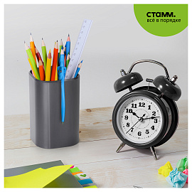 Подставка-стакан СТАММ "Фаворит", пластиковая, квадратная, черная фото Подставка-стакан СТАММ "Фаворит", пластиковая, квадратная, черная