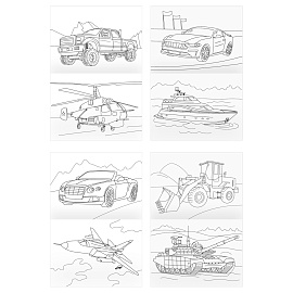 Суперраскраска на склейке А4, 40 стр., ТРИ СОВЫ "Транспорт