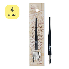 Держатель в комплекте с остроконечными каллиграфическими перьями ArtSpace, 4шт., пакет фото Держатель в комплекте с остроконечными каллиграфическими перьями ArtSpace, 4шт., пакет