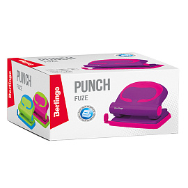 Дырокол Berlingo "Fuze" 20л., пластиковый, фиолетовый, с линейкой фото Дырокол Berlingo "Fuze" 20л., пластиковый, фиолетовый, с линейкой