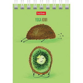 Блокнот МАЛЫЙ ФОРМАТ А7 75х105 мм, 60 л., гребень, картон, клетка, HATBER, "Йога-Фитнес", 066625, 60Б7В1гр