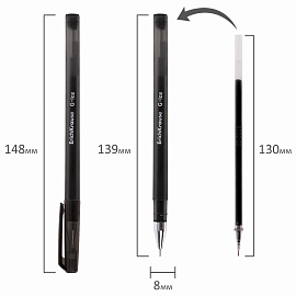 Ручка гелевая ERICH KRAUSE "G-Ice", ЧЕРНАЯ, корпус прозрачный, игольчатый узел 0,5 мм, линия письма 0,4 мм, 39004