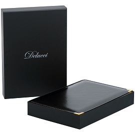 Ежедневник недатированный, А6, 160л., кожа, Delucci, гладкая кожа, черный, зол. срез