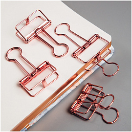 Зажимы для бумаг Meshu Rose Gold 32 мм золотистые (4 штуки в упаковке)