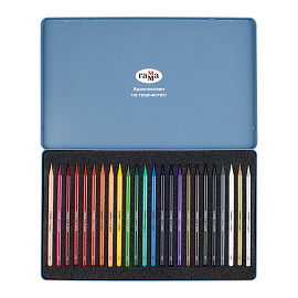 Карандаши цельнографитные цветные Гамма "Студия", 24 цв, заточенный, метал. пенал