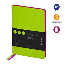 Ежедневник недатированный, В6, 136л., кожзам, Berlingo "Fuze", цветной срез, салатовый