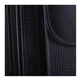 Портфель OfficeSpace "Fortuna", комбинир. кожзам/полиэстер, черный, 3 отделения, молния, с ремнем