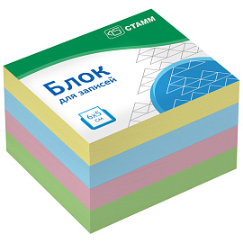 Блок для записей на склейке СТАММ "Имидж", 6*5*4см, цветной фото Блок для записей на склейке СТАММ "Имидж", 6*5*4см, цветной