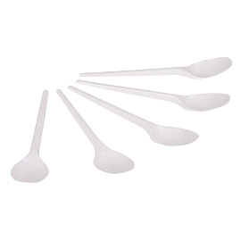 Ложка чайная одноразовая пластиковая 125 мм, белая, КОМПЛЕКТ 100 шт., WELDAY (ВЭЛДЭЙ), 607829