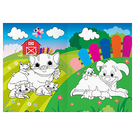 Раскраска с цв. фоном А4, 16 стр., ТРИ СОВЫ "Мамы и малыши