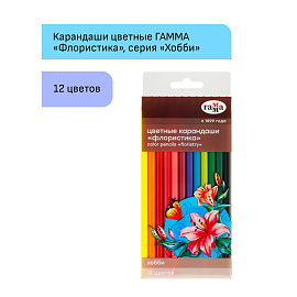 Карандаши цветные Гамма "Хобби. Флористика", 12цв., заточен., ПВХ, европодвес фото Карандаши цветные Гамма "Хобби. Флористика", 12цв., заточен., ПВХ, европодвес