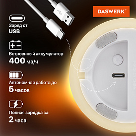 Ночник силиконовый LED "Котик" 90x89x102 мм, белый свет/RGB, таймер, USB, аккумулятор 400 мАч, DASWERK (ДАСВЕРК), 238935
